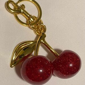 Gold and Red Cherry Purse Charm